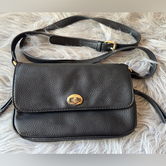 Charming Charlie Pebbled Leather Crossbody – Black/Gold - Picture 1 of 11